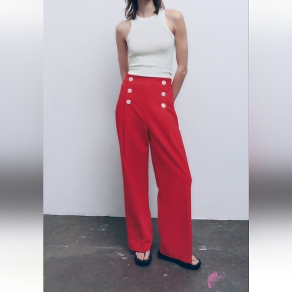 Zara Pants - Zara Buttoned Wide Leg Pants